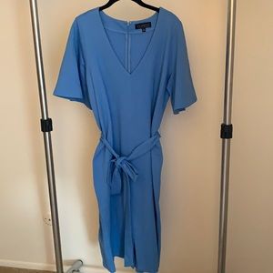 Eloquii Flutter Sleeve Belted V-Neck Dress